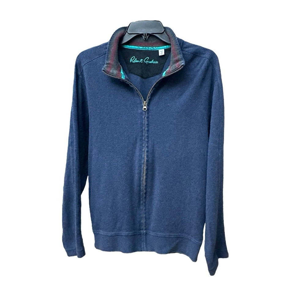 Robert‎ Graham Men's Medium Classic Fit Full Zip Cardigan Sweater Blue #H1-5